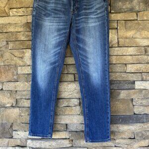 Jeans Blue Denim Mid Rise Cotton Blend